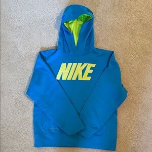 Nike Bright Blue Hoodie with Neon Yellow Logo